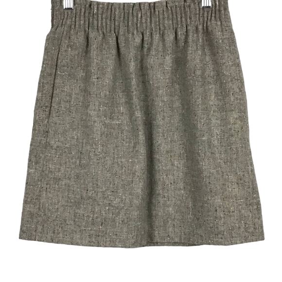 J CREW Gray Wool Woven Tweed Pull On Sidewalk Market Skirt sz 0 - Picture 3 of 9